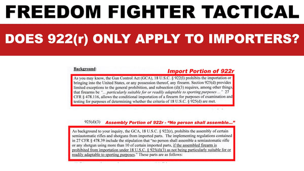 RE:  Benelli M4 / M1014 - Does 922(r) Only Apply to Importers?