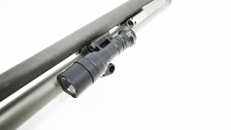 The FFT Benelli M4 / M1014 Multi-Light Flashlight Mount with 1913 Rail, Scout Pro Attachment, and Locking QD Swivel